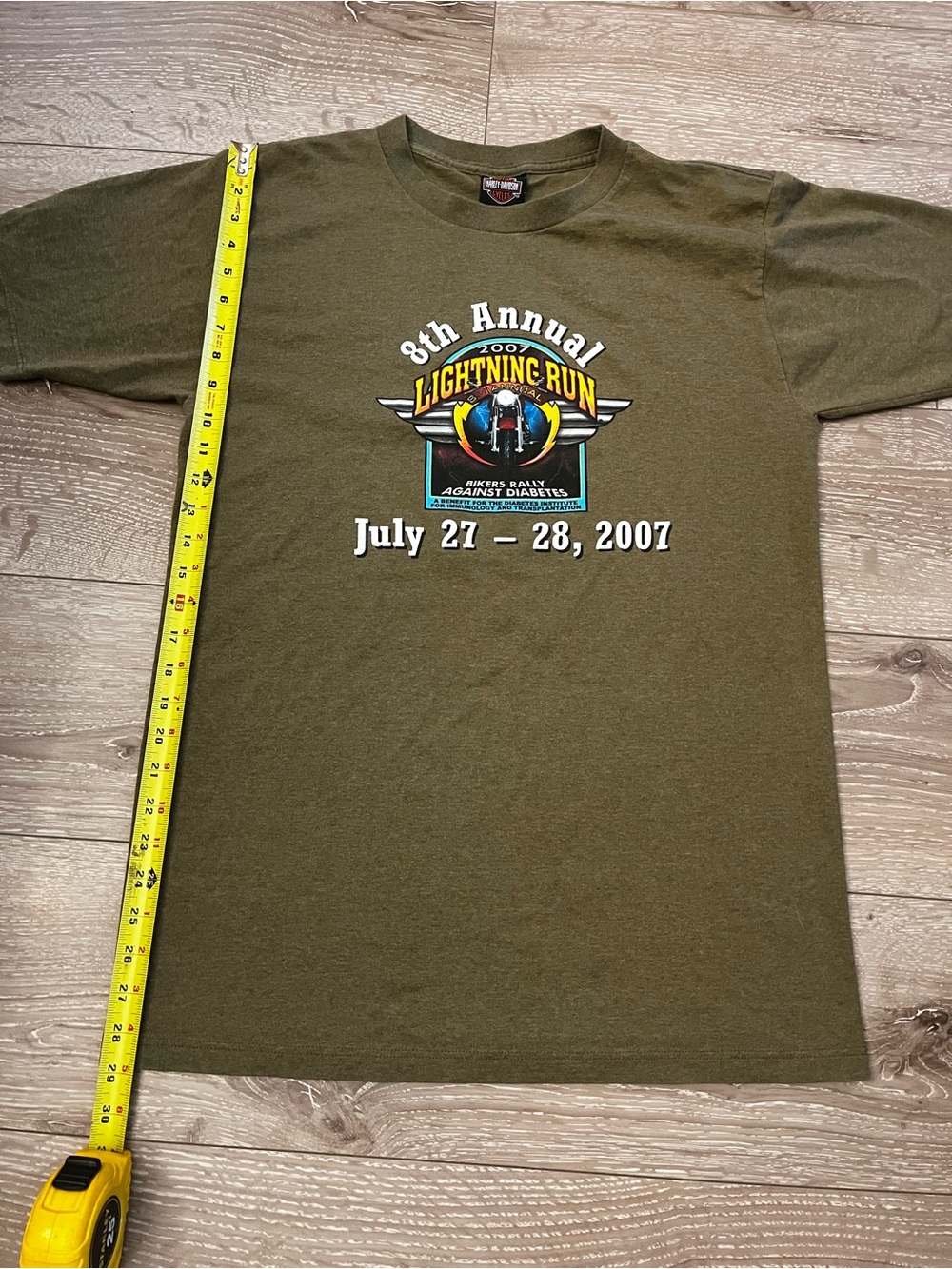 Harley-Davidson Olive Green Short Sleeve Lightning Run Graphic Tee